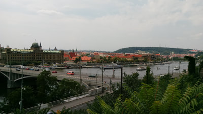 scenic view of Prague from the art wall